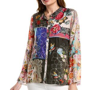 Johnny Was Zippy Julia Button Up Shirt in Patchwork Size XL